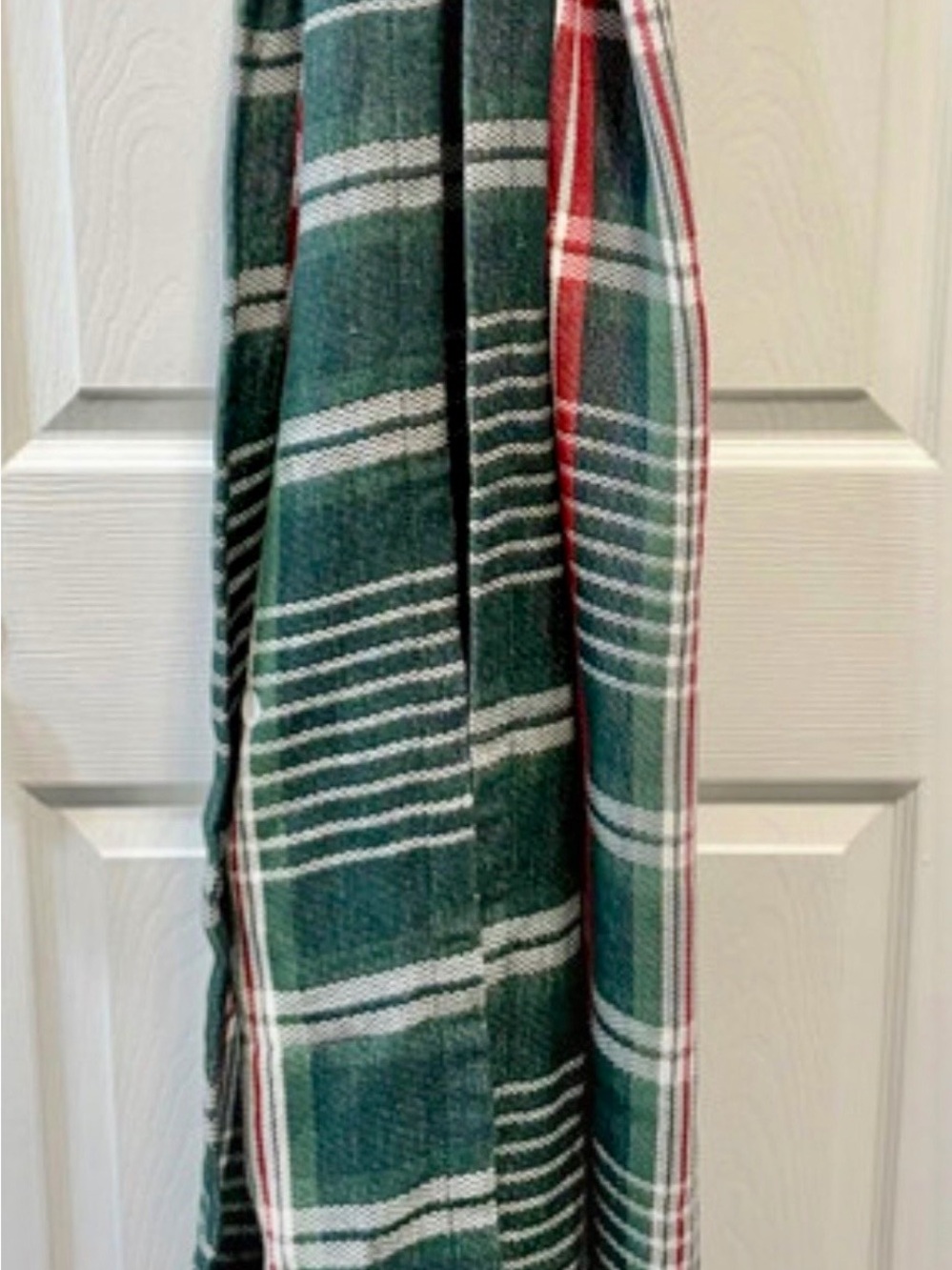 Hearth & Hand Plaid Tabble Runner with White and Red Stripes